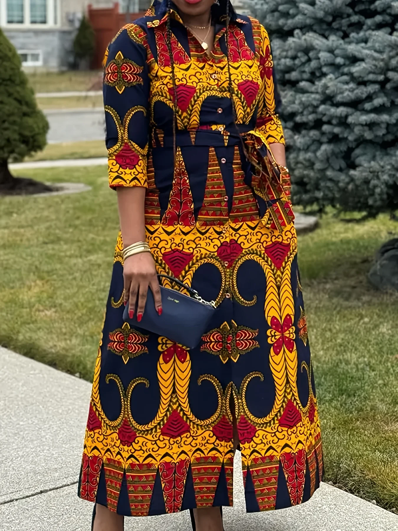 American plus size ethnic pattern dress - Image 3