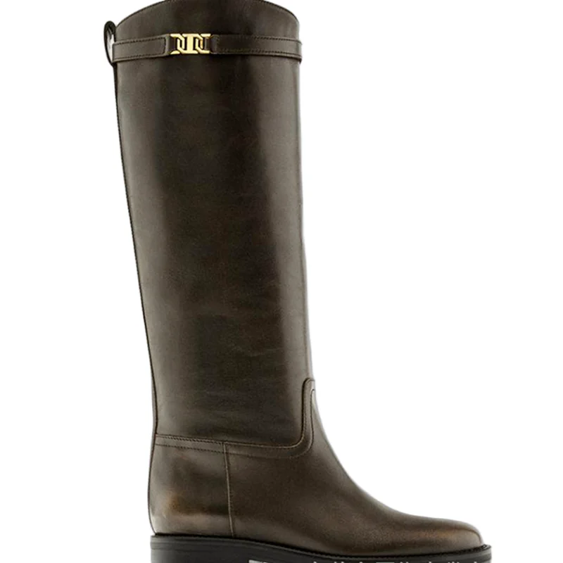 Maxdutti French Office Ladies Fashion Top Qaulity Vintage Genuine Leather Women's Boots Woman Shoes Women's High Boots - Image 5