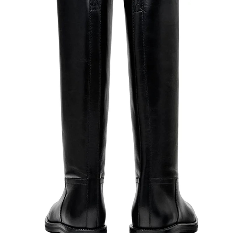 Maxdutti French Office Ladies Fashion Top Qaulity Vintage Genuine Leather Women's Boots Woman Shoes Women's High Boots - Image 4